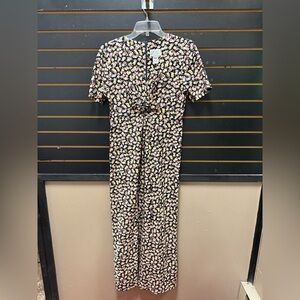 Expo Petite Vintage Black Floral Petite Jumpsuit Made in USA